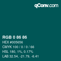 Farbcode: RGB 0 86 86 | qconv.com