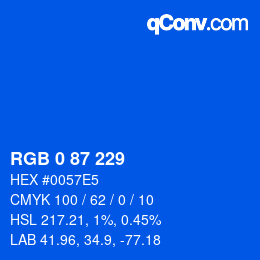 颜色代码: RGB 0 87 229 | qconv.com