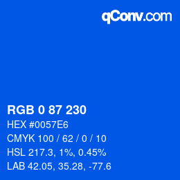 颜色代码: RGB 0 87 230 | qconv.com