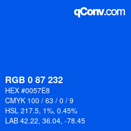 Color code: RGB 0 87 232 | qconv.com