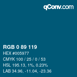 Color code: RGB 0 89 119 | qconv.com