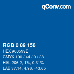 カラーコード: RGB 0 89 158 | qconv.com