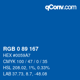 Farbcode: RGB 0 89 167 | qconv.com