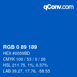 Color code: RGB 0 89 189 | qconv.com