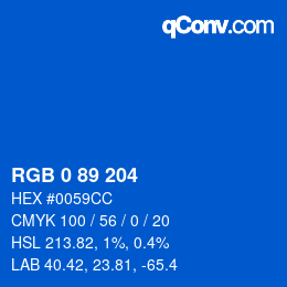 Color code: RGB 0 89 204 | qconv.com