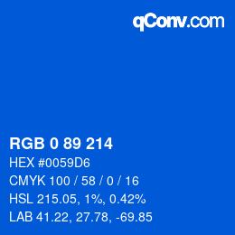 カラーコード: RGB 0 89 214 | qconv.com