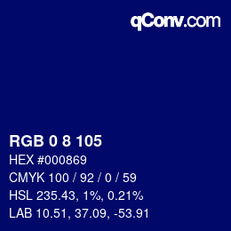 Color code: RGB 0 8 105 | qconv.com