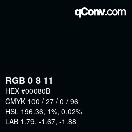 Color code: RGB 0 8 11 | qconv.com