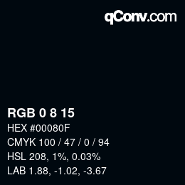 カラーコード: RGB 0 8 15 | qconv.com