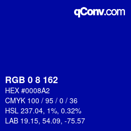 Código de color: RGB 0 8 162 | qconv.com
