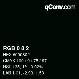 カラーコード: RGB 0 8 2 | qconv.com