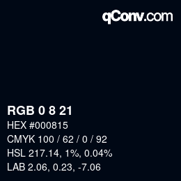カラーコード: RGB 0 8 21 | qconv.com