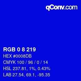 Farbcode: RGB 0 8 219 | qconv.com