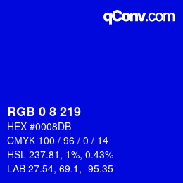 Color code: RGB 0 8 219 | qconv.com