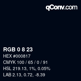 カラーコード: RGB 0 8 23 | qconv.com