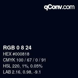 カラーコード: RGB 0 8 24 | qconv.com