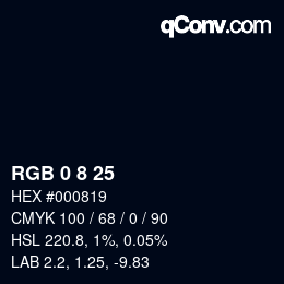 カラーコード: RGB 0 8 25 | qconv.com