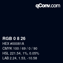 カラーコード: RGB 0 8 26 | qconv.com