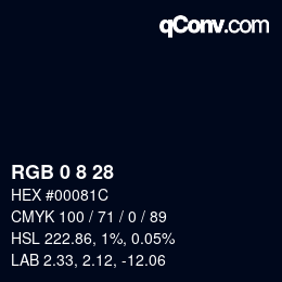 Color code: RGB 0 8 28 | qconv.com