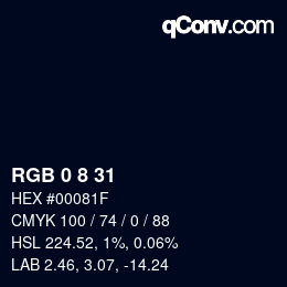 カラーコード: RGB 0 8 31 | qconv.com