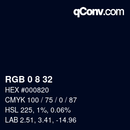 カラーコード: RGB 0 8 32 | qconv.com