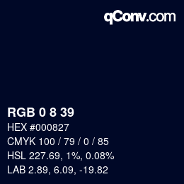 Color code: RGB 0 8 39 | qconv.com