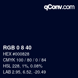 カラーコード: RGB 0 8 40 | qconv.com