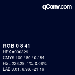 カラーコード: RGB 0 8 41 | qconv.com