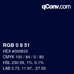 カラーコード: RGB 0 8 51 | qconv.com
