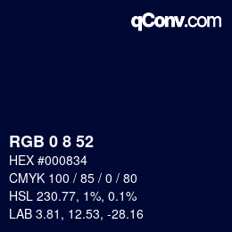 カラーコード: RGB 0 8 52 | qconv.com