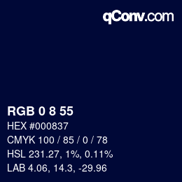 颜色代码: RGB 0 8 55 | qconv.com