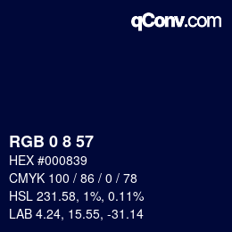 カラーコード: RGB 0 8 57 | qconv.com