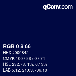 颜色代码: RGB 0 8 66 | qconv.com