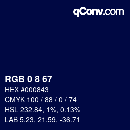 カラーコード: RGB 0 8 67 | qconv.com