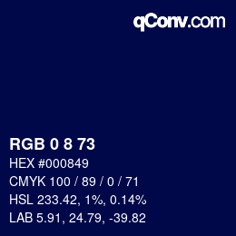 カラーコード: RGB 0 8 73 | qconv.com