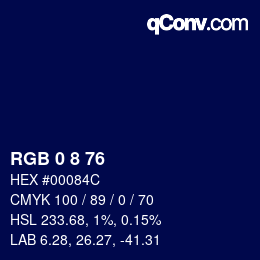 カラーコード: RGB 0 8 76 | qconv.com