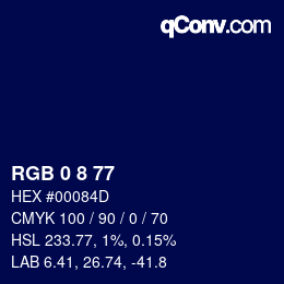 颜色代码: RGB 0 8 77 | qconv.com