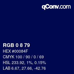 カラーコード: RGB 0 8 79 | qconv.com