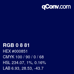 カラーコード: RGB 0 8 81 | qconv.com
