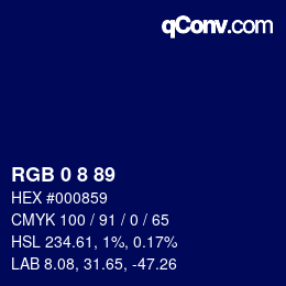 カラーコード: RGB 0 8 89 | qconv.com