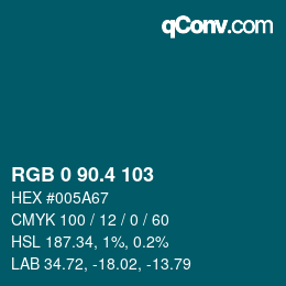 カラーコード: RGB 0 90.4 103 | qconv.com