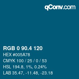 カラーコード: RGB 0 90.4 120 | qconv.com