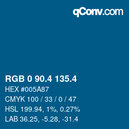 カラーコード: RGB 0 90.4 135.4 | qconv.com