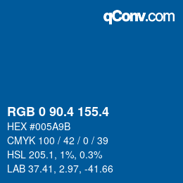カラーコード: RGB 0 90.4 155.4 | qconv.com