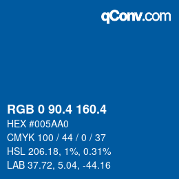 カラーコード: RGB 0 90.4 160.4 | qconv.com