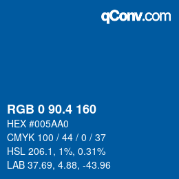 カラーコード: RGB 0 90.4 160 | qconv.com