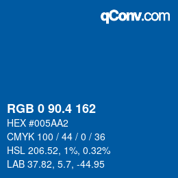 カラーコード: RGB 0 90.4 162 | qconv.com