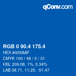 カラーコード: RGB 0 90.4 175.4 | qconv.com