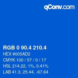 カラーコード: RGB 0 90.4 210.4 | qconv.com
