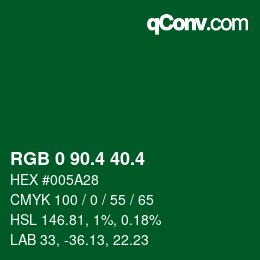 カラーコード: RGB 0 90.4 40.4 | qconv.com